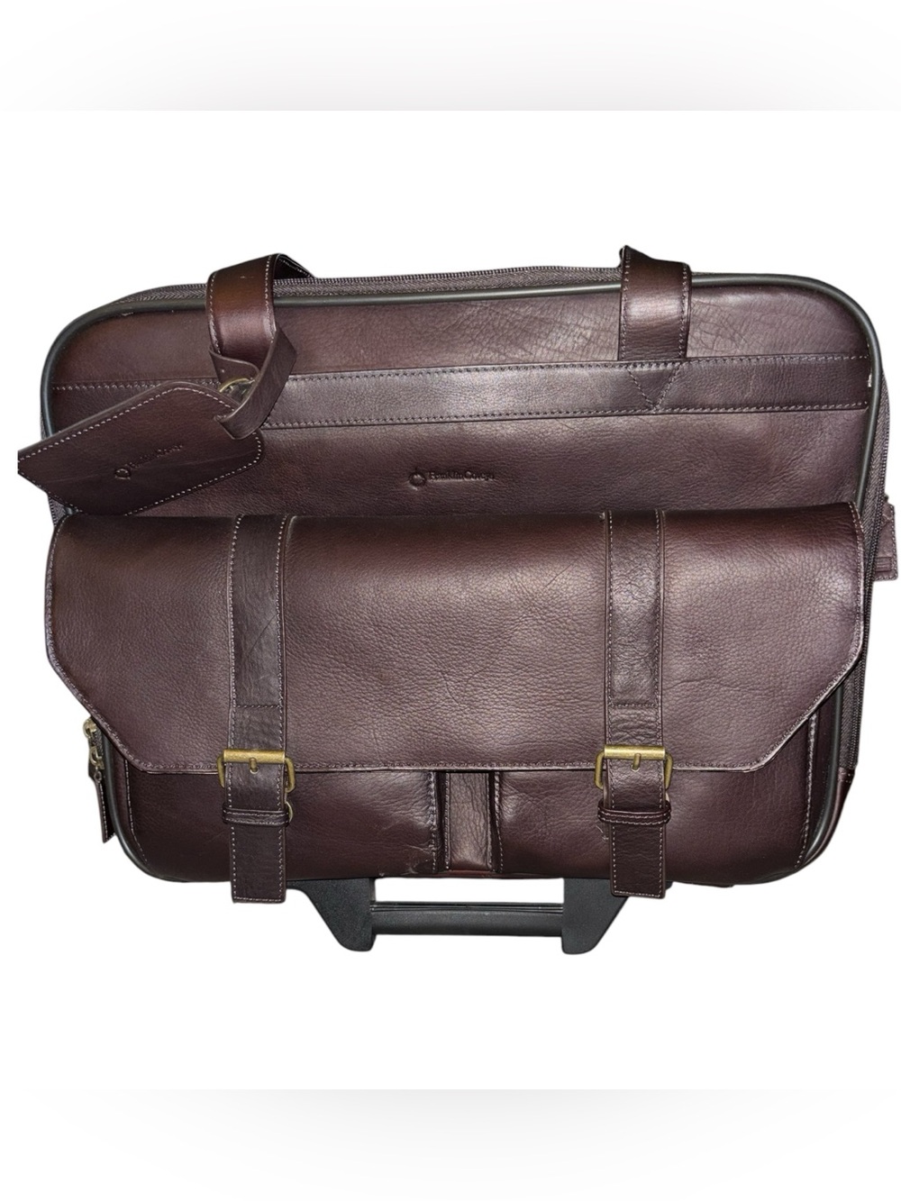 Franklin Covey Leather Briefcase Rolling Bag Bbrown  Leather Baggage Carry On